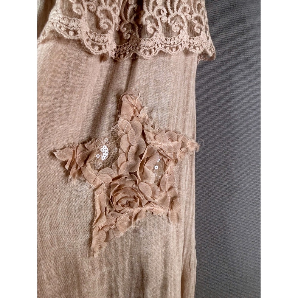Fiondotinta Lace Floral Skirt Womens M L Pink Made In Italy Cotton Cottagecore - Picture 4 of 9